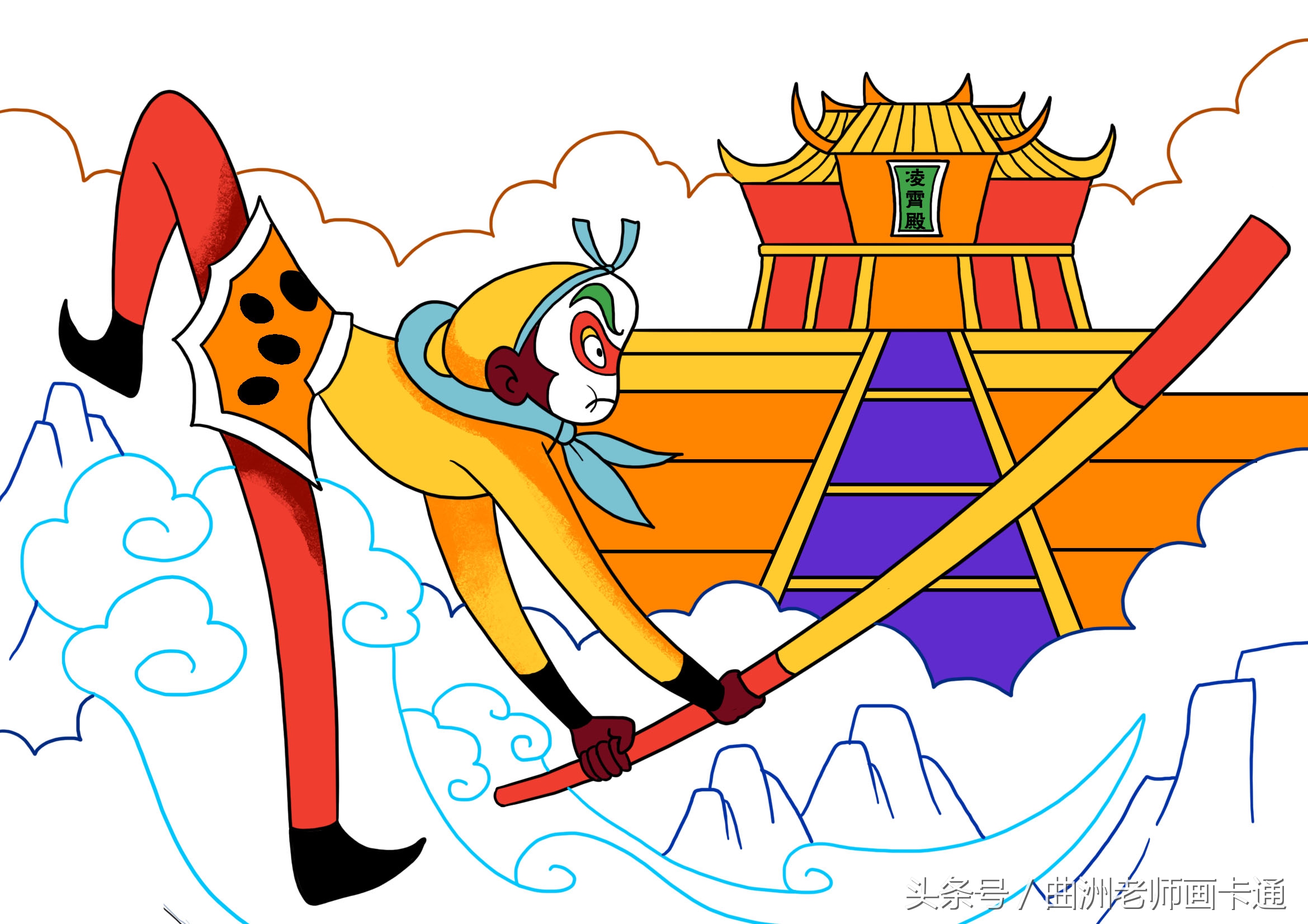 幼儿园西游记角色孙悟空怎样画,西游记简图幼儿画孙悟空