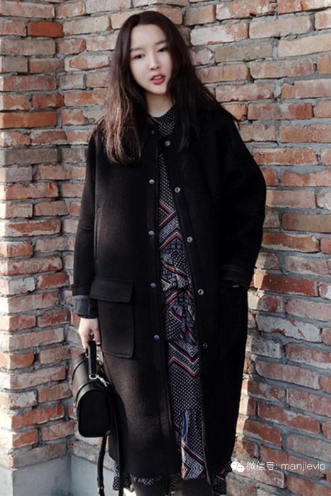 纯棉加绒加厚连帽中长外套 (红色羊角扣毛呢夹棉外套)