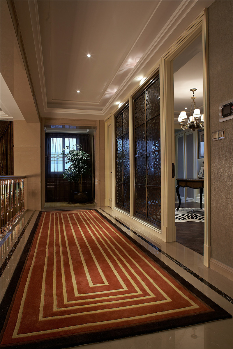 405平新中式轻奢别墅装修效果图,140平方别墅中式楼梯装修效果图