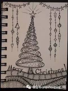 自己画圣诞卡片,圣诞节手工缠绕画