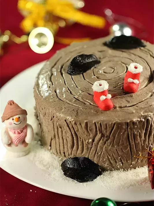 圣诞树桩蛋糕,圣诞节各种蛋糕做法
