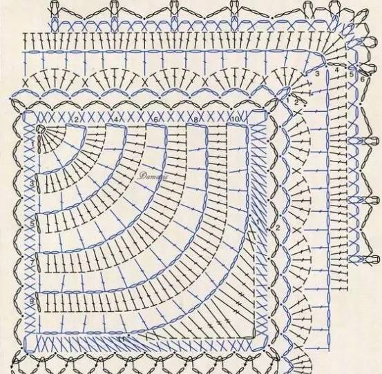 钩针拼花四叶草祖母方格毯,初学钩针100款盖毯教程