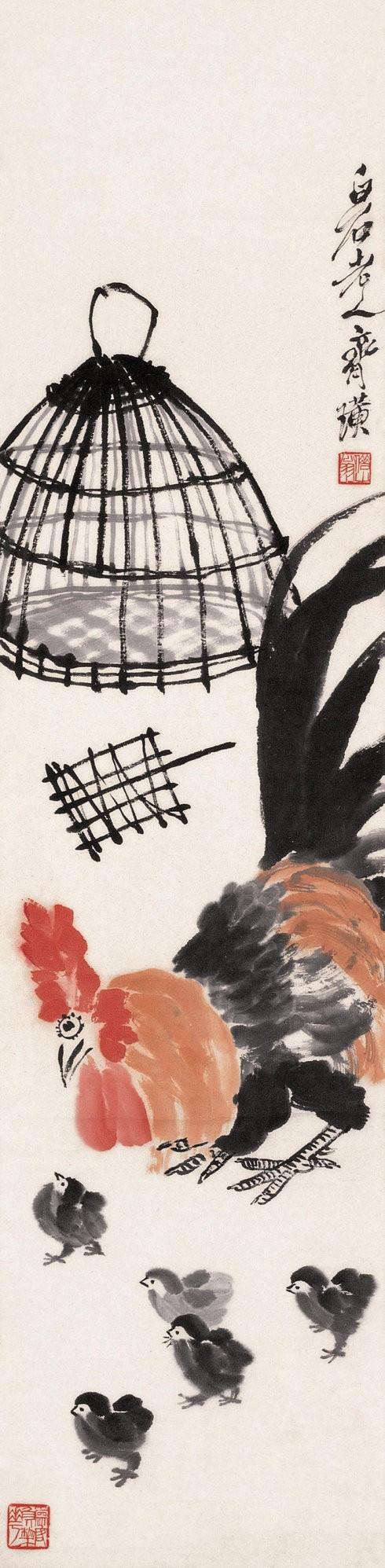 画鸡名家白燕君笔下的雄鸡百态,鸡年历代国画名家大鸡图片