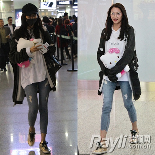 关晓彤马丁靴搭配,关晓彤美体裤老爹鞋穿搭