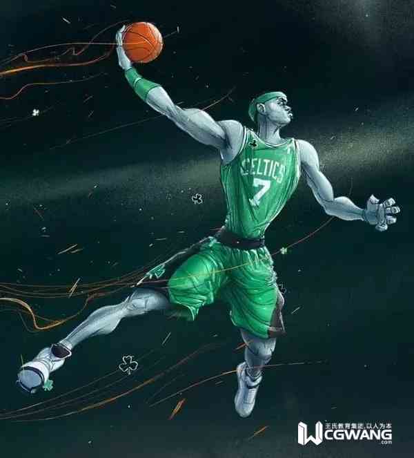 cg插画师王凌,扣篮插画素材高清