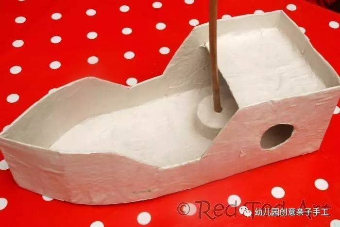 彩泥儿童简单手工轮船,幼儿园纸皮海盗船手工