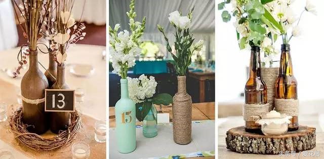 酒瓶摆件大全简单又漂亮,手工玫瑰花花瓶摆件