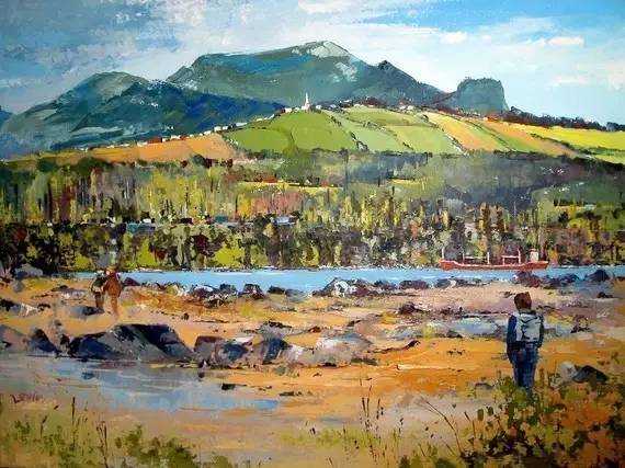 美国画家詹姆斯雷诺兹风景油画,伊万特利法恩油画作品