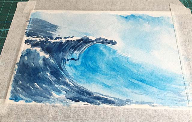 水彩风景画简单初学者大海,幼儿水彩笔画3-4岁大海