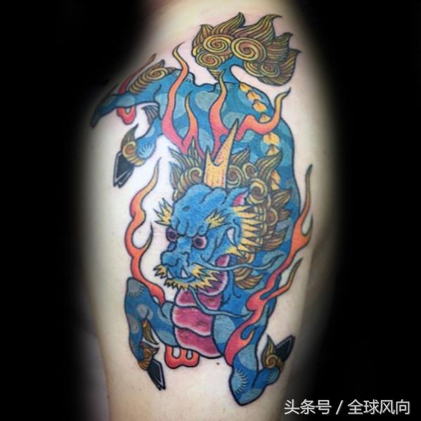 麒麟上云纹身图片大全,麒麟的纹身图案大全