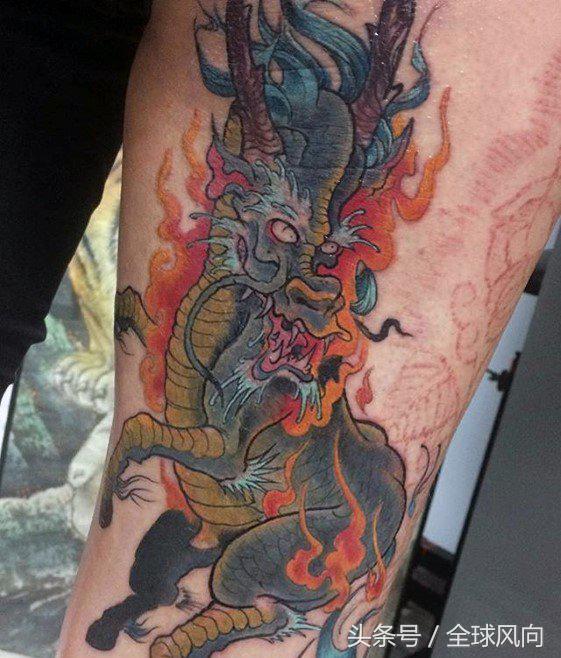 麒麟上云纹身图片大全,麒麟的纹身图案大全