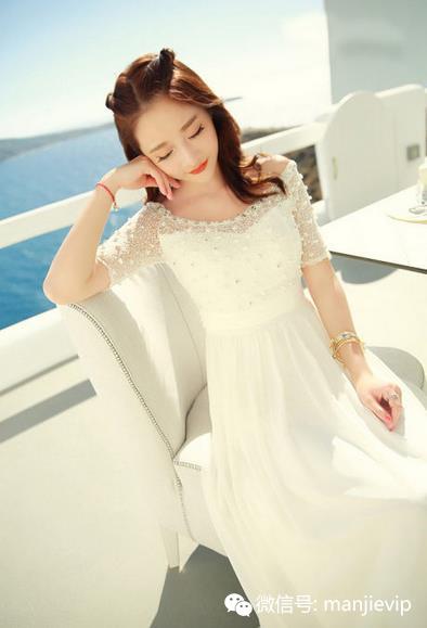 梦幻纯白精美蕾丝连衣裙 (雾色森林连衣裙)