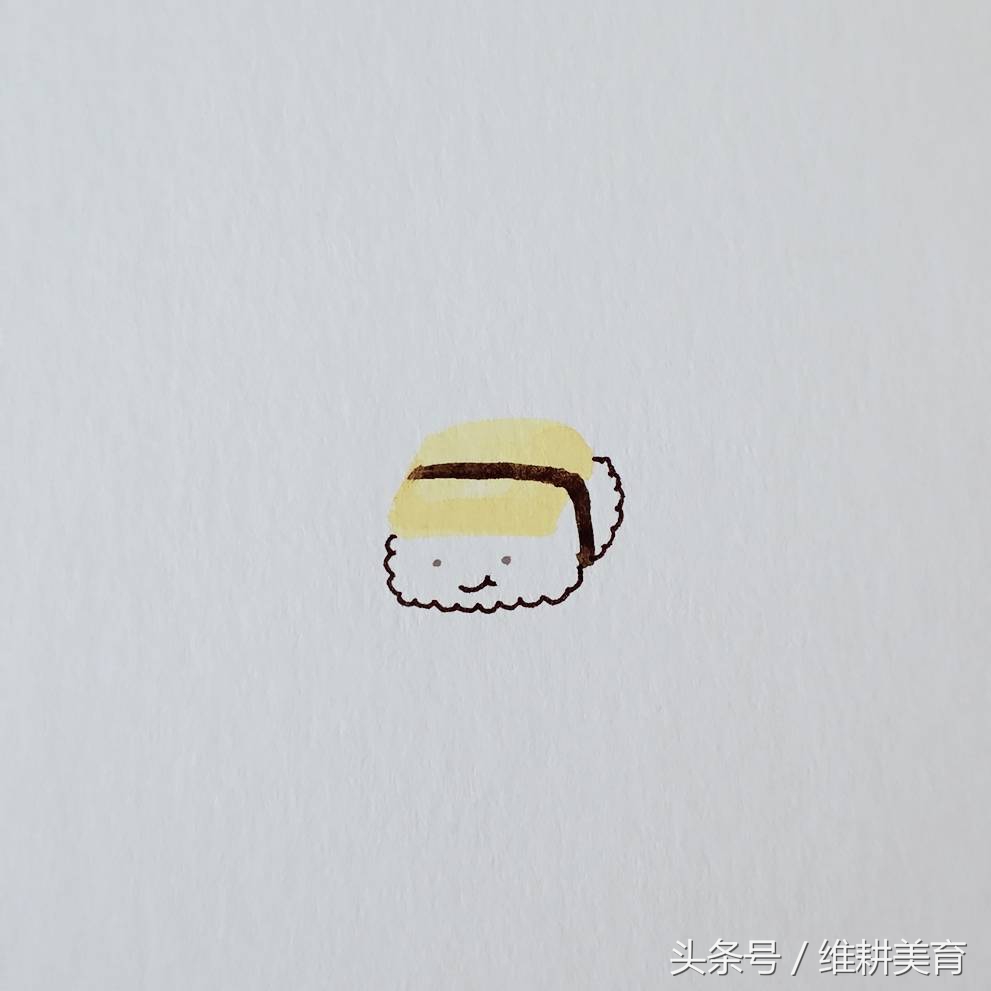 美食手帐用水彩画寿司,手帐小美食画法