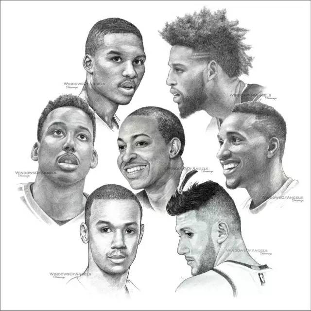 湖人队标志素描画,nba球星素描画