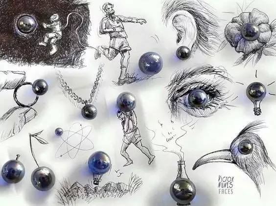 100幅治愈系铅笔小插画,铅笔创意插画