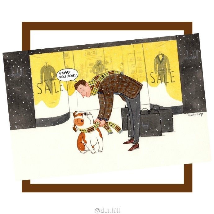 谈资|那个专门画绅士的Mr.Slowboy,这次帮dunhill画了一只狗