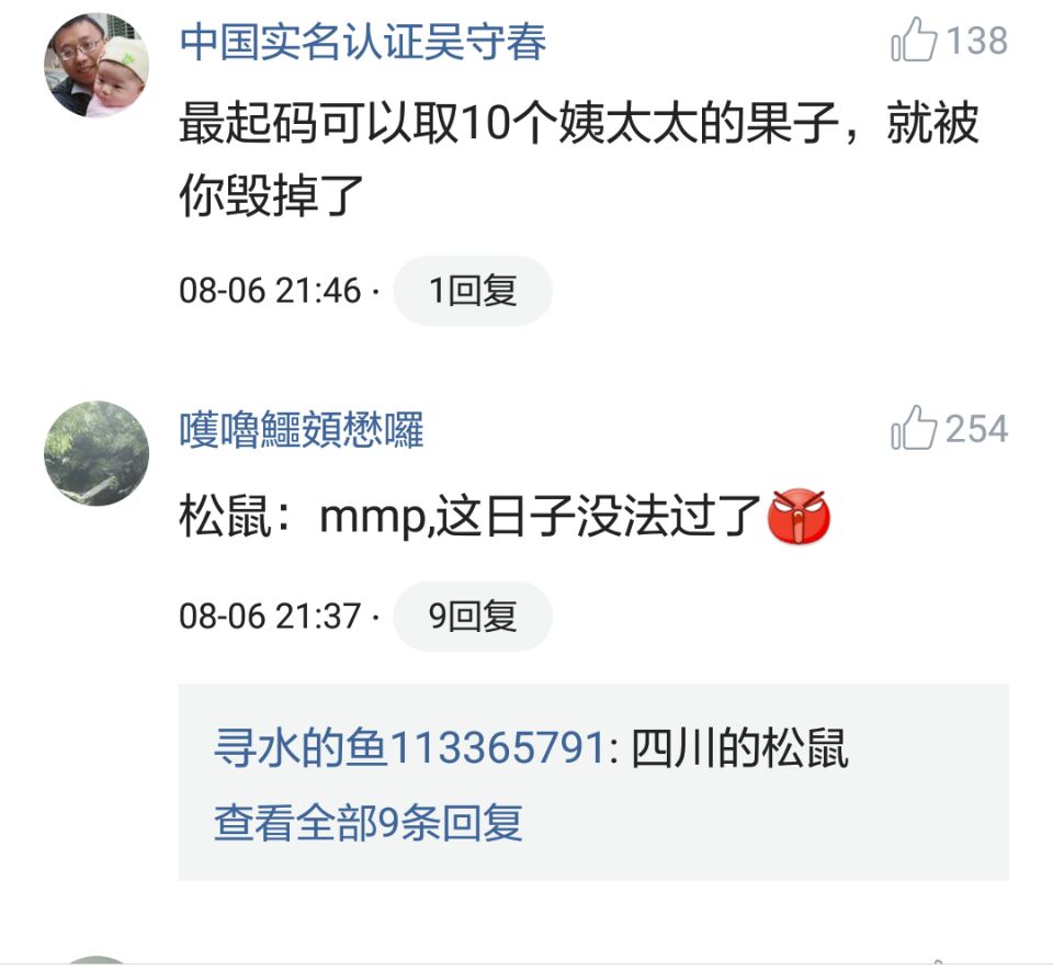 那些搞笑的评论之一松鼠说，那是我娶十房姨太的钱