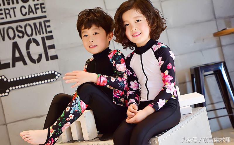 美人鱼防晒海边度假穿搭儿童泳衣,儿童美人鱼泳衣带尾巴搭配兔耳朵