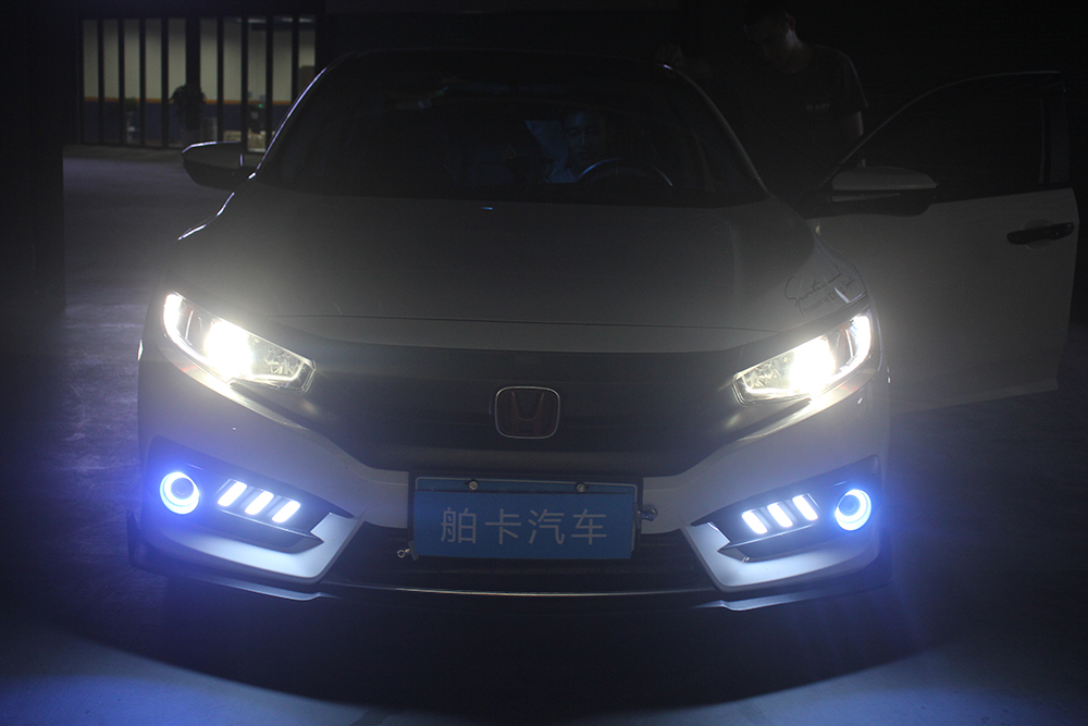 9.5代思域顶配改灯全过程,玩思域改装