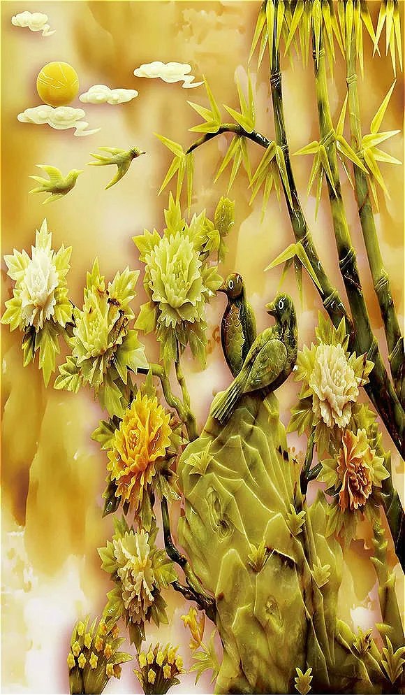 玉雕背景墙,岫岩玉雕背景墙