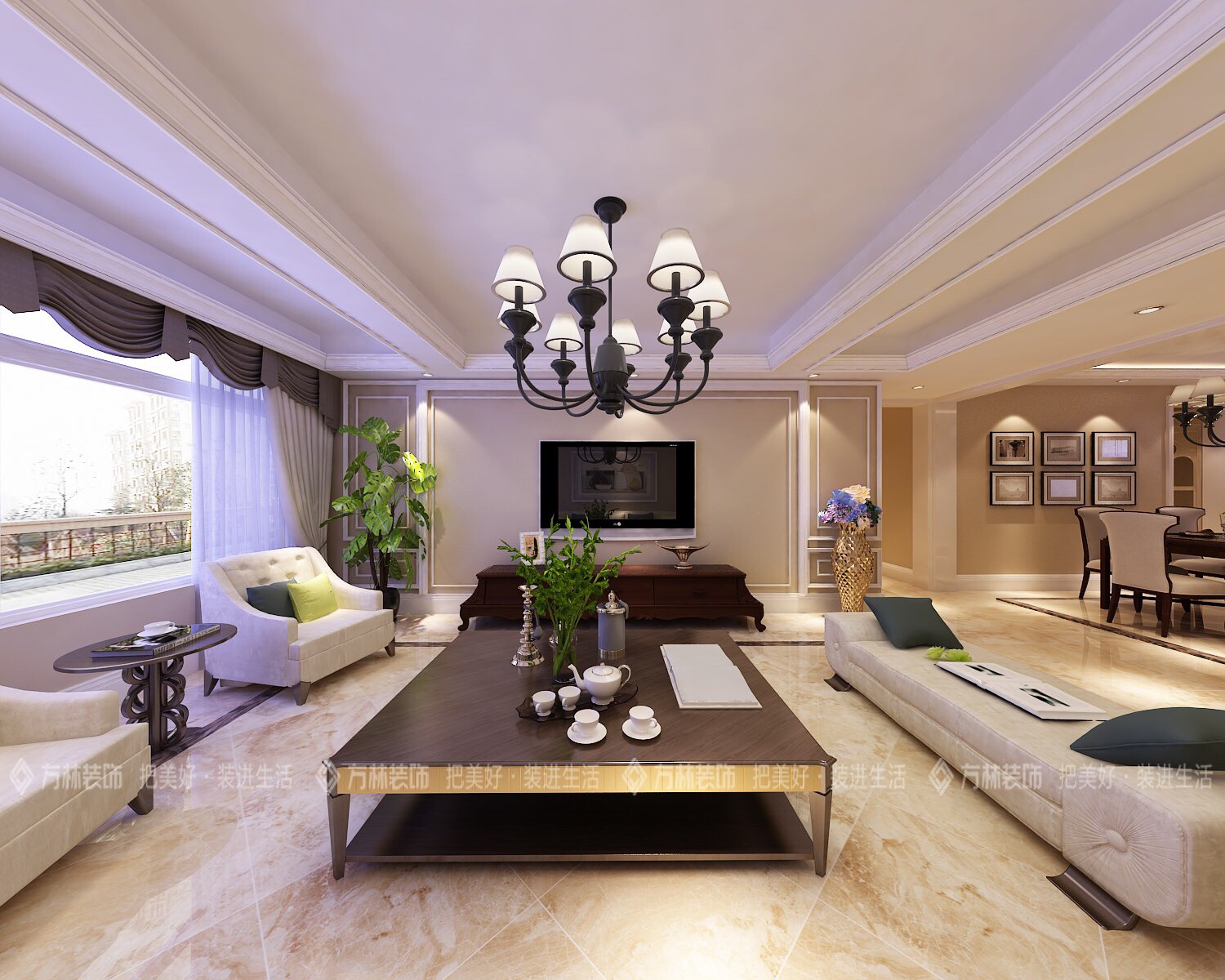 沈阳方林150平米轻奢装修图,沈阳方林风格装修效果图