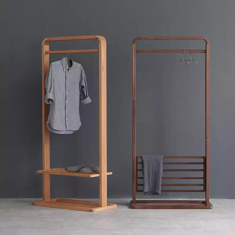 实木衣帽架摆放效果图,实木家用落地式衣帽架超强收纳