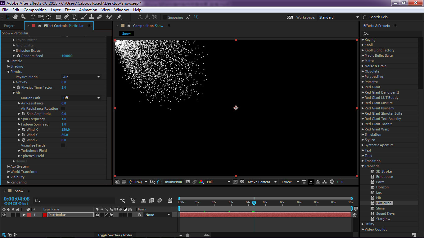 ae粒子飘落效果教程,ae中下雪效果使用的是什么效果
