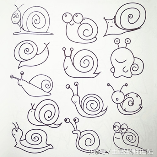 土豆姑娘的日记027-简笔画之森林里的动物朋友们3(蜗牛恐龙)