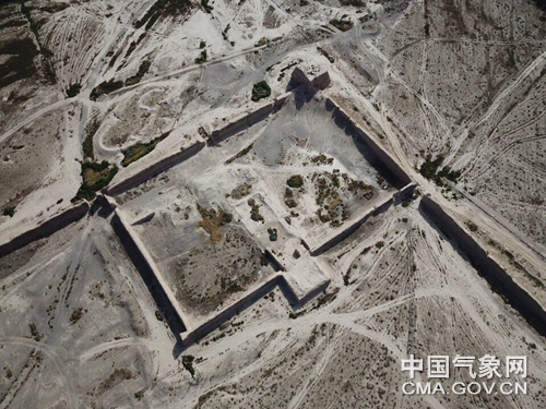 张掖骆驼城遗址航拍,骆驼城遗址全景