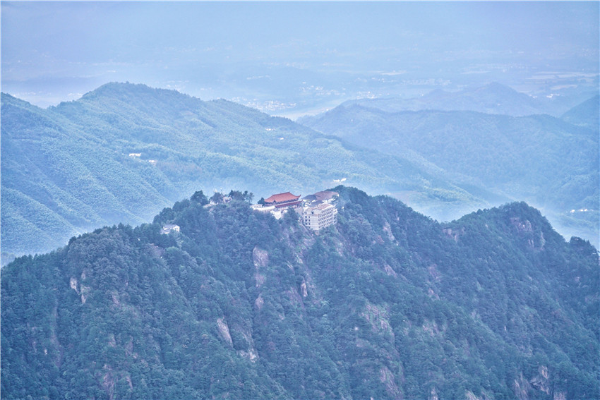 九华山天台景区航拍,九华山天台明月