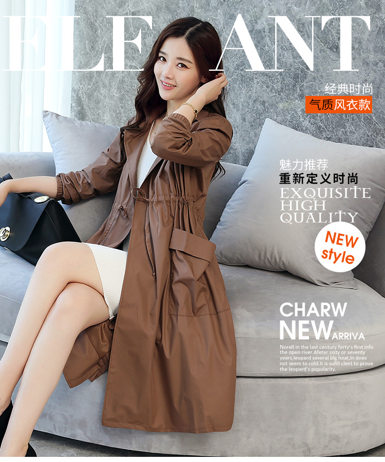 韩版中长款修身春秋风衣女外套,女款风衣外套中长款春秋