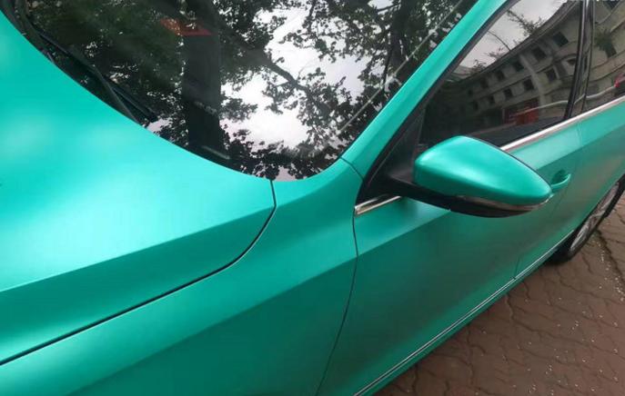 大众速腾电光金属银车膜改色,速腾改色贴膜冰川蓝