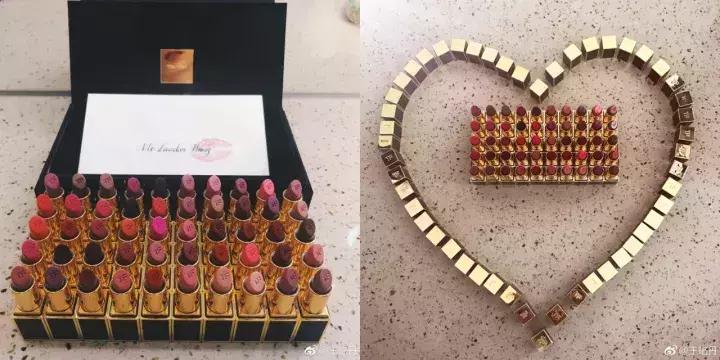 晒男友送的口红,明星晒自己口红