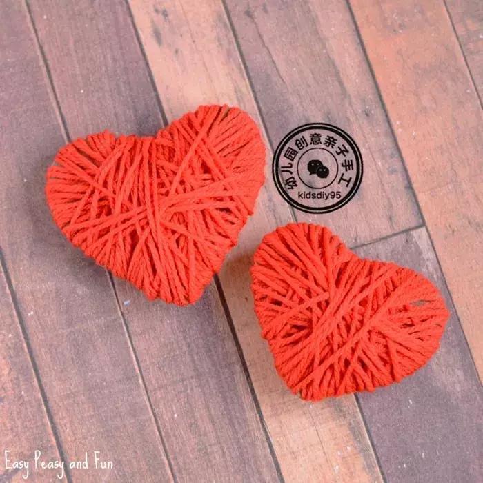 感恩节幼儿园孩子对父母的爱心图,感恩节毛线手工简单又漂亮