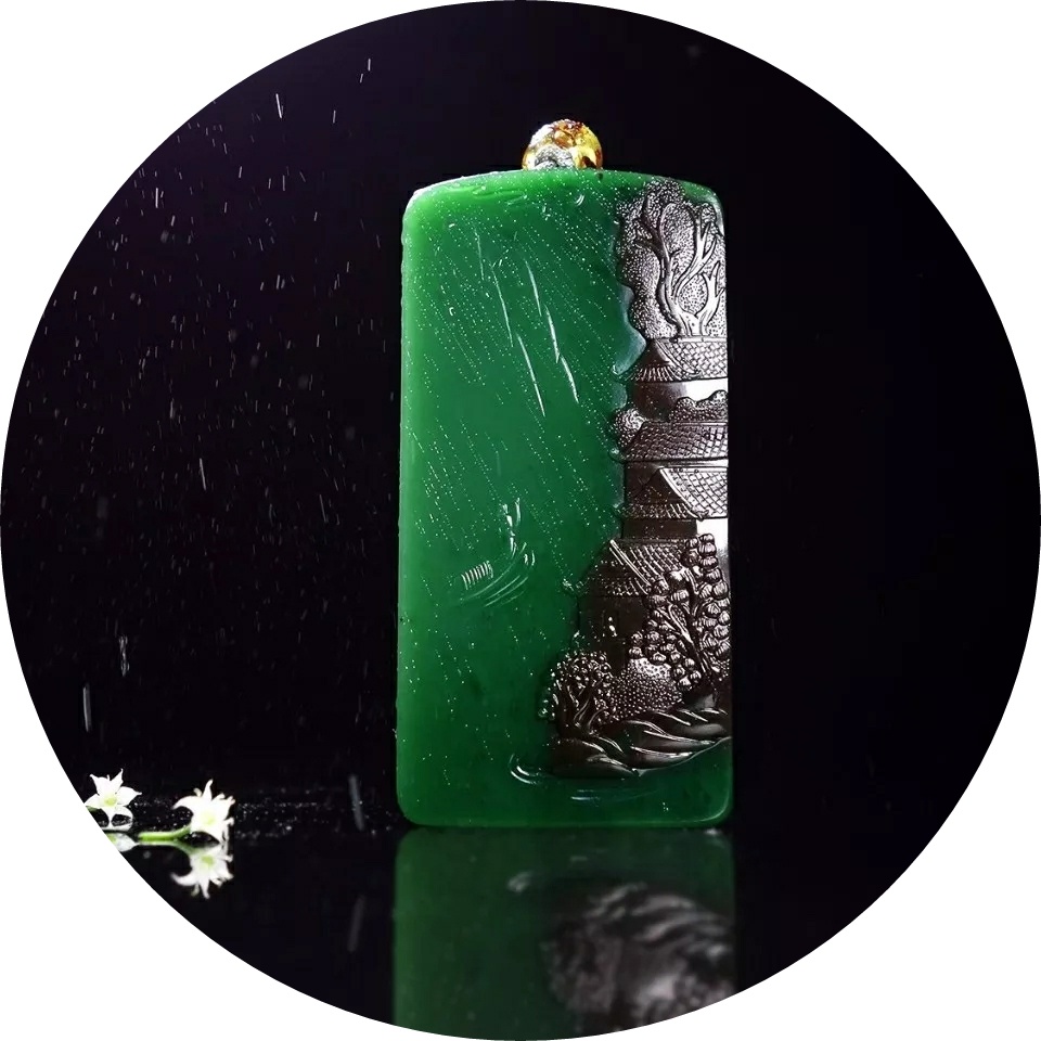 小精品玉雕 (玉雕碧玉仕女)