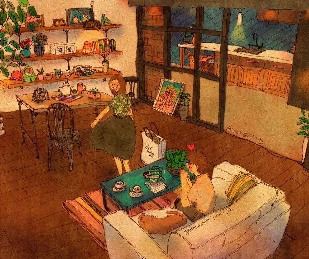 甜到爆的恋爱日常手绘,手绘情侣日常恋爱日记