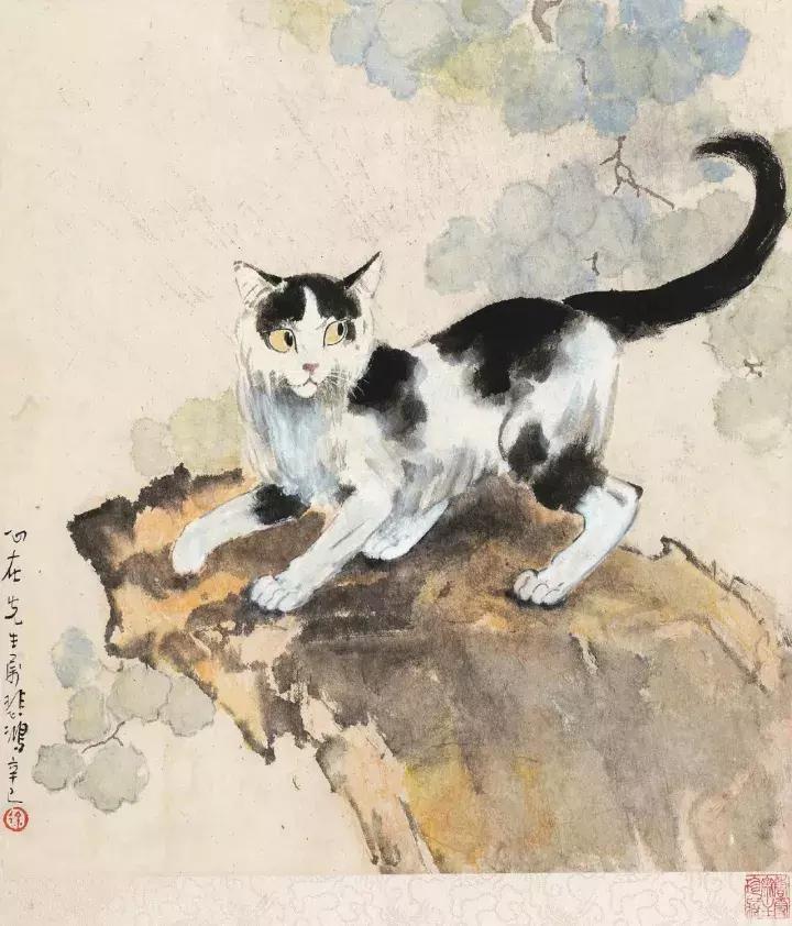 徐悲鸿画猫作品欣赏,徐悲鸿画马谁画鸡