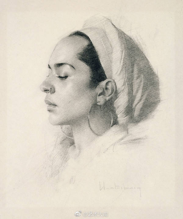 素描唯美肖像图,人物肖像素描高级教学