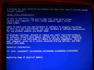 蓝屏错误停机代码686例