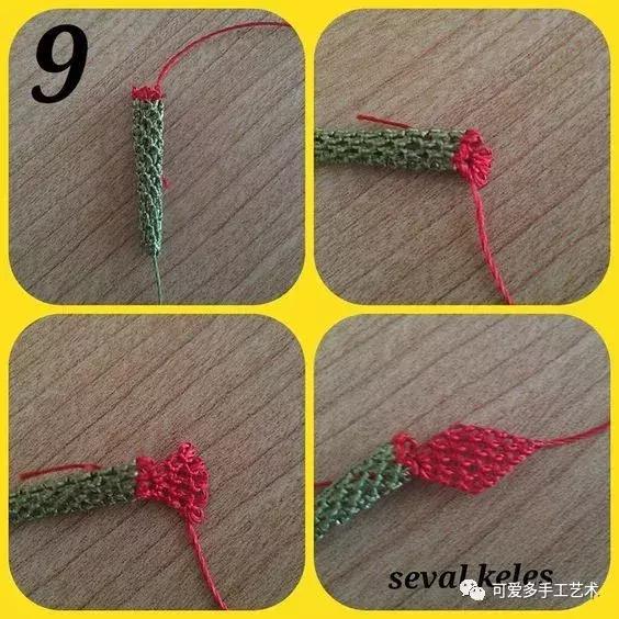 只是用针穿上了线不断绕圈打结，做出来的仿真花竟然比钩的还好看