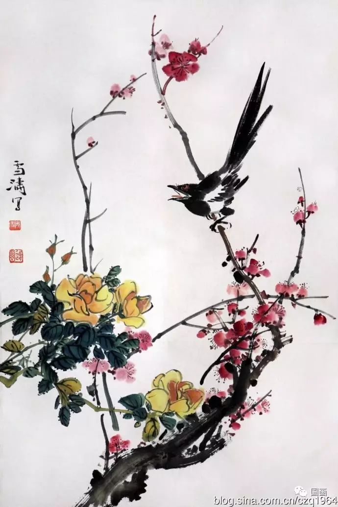 花鸟大师王雪涛画梅,王雪涛花鸟画图片梅花