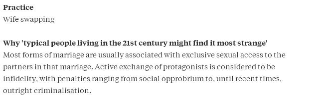 外国人讲述在二十一世纪发现最为奇怪的习俗、传统或信仰的是··