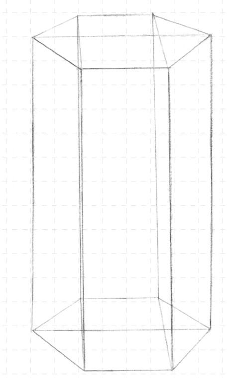 几何体素描教程六棱柱,素描静物几何体六棱柱