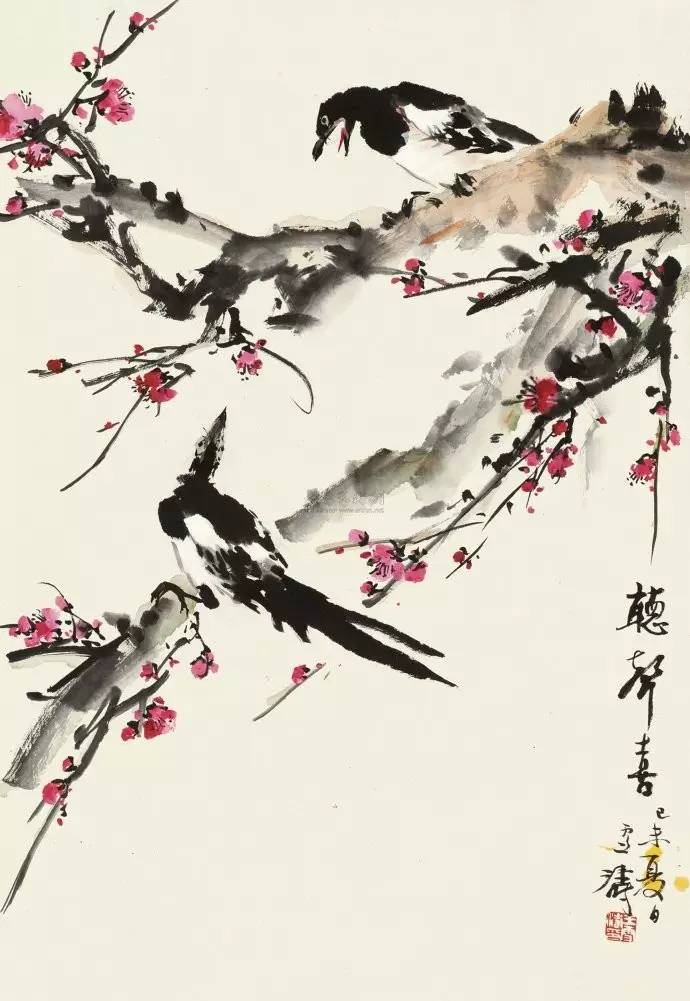 花鸟大师王雪涛画梅,王雪涛花鸟画图片梅花