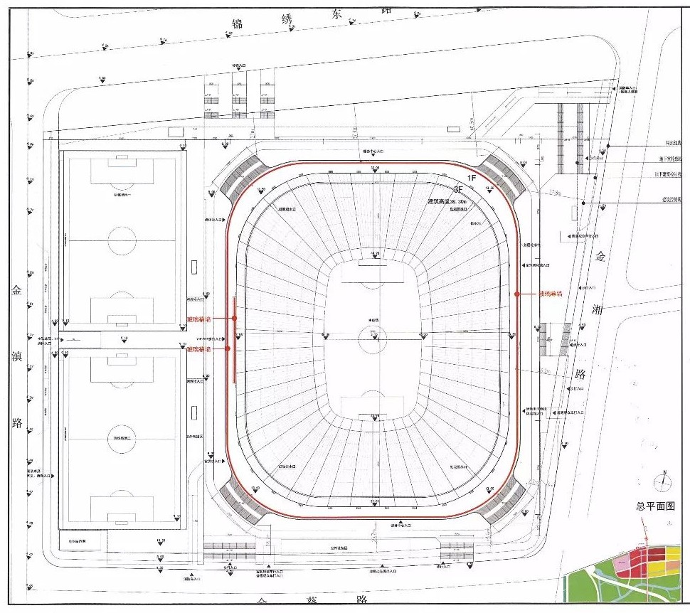 浦东足球场设计,浦东足球场预留扩建