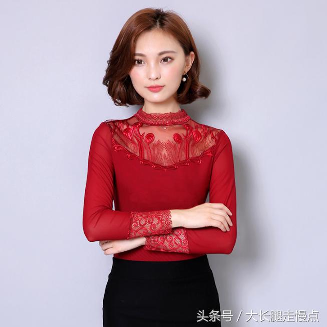 2018秋冬新款女装保暖蕾丝衫，修身蕾丝打底衫，穿上美美的
