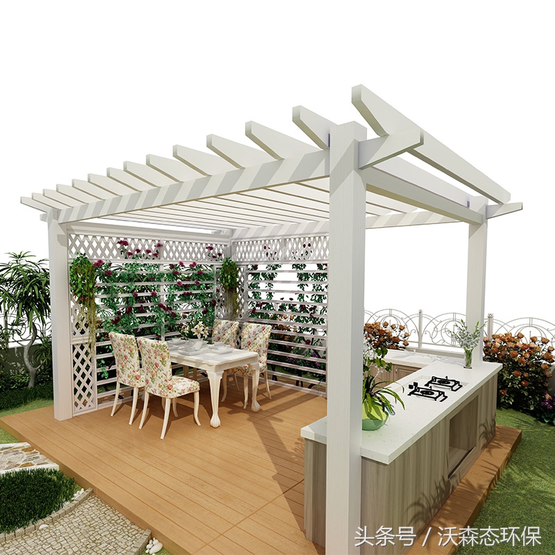 防腐木葡萄架花架效果图,露台铝合金花架葡萄架