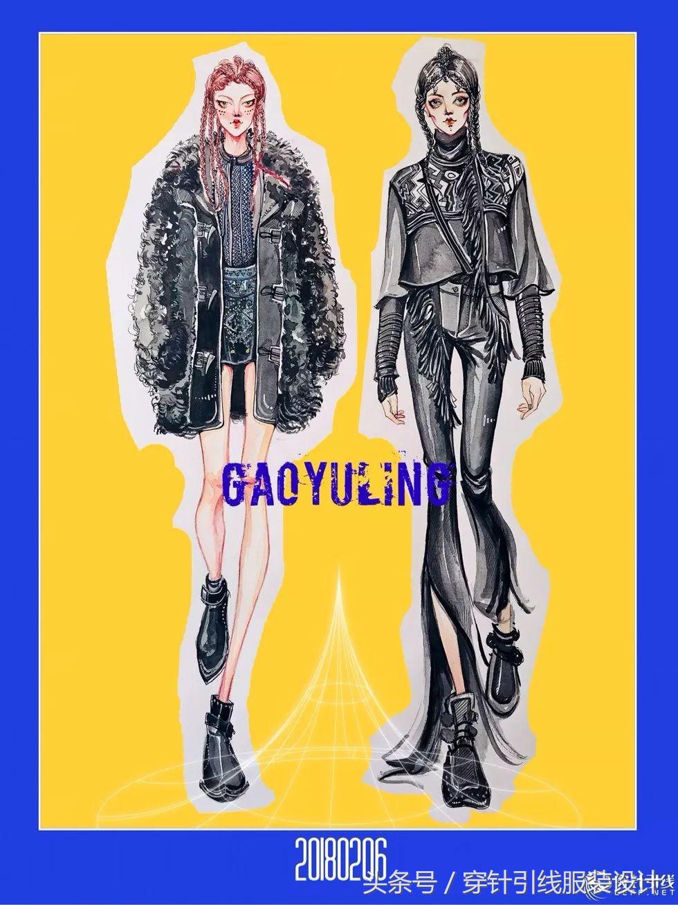 服装手绘效果图,时装手绘效果图夏装