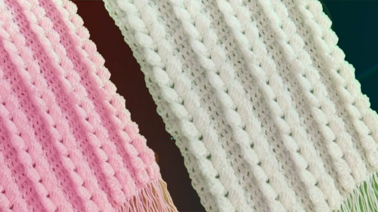 2020最火八股情人棉围巾钩织,水草花另一种交叉围巾钩织慢教程