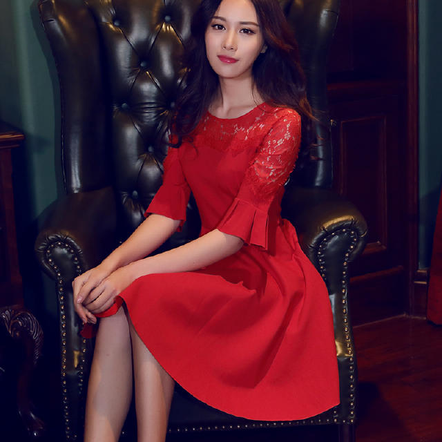 夏季大红裙淑女型,夏天迷人小红裙